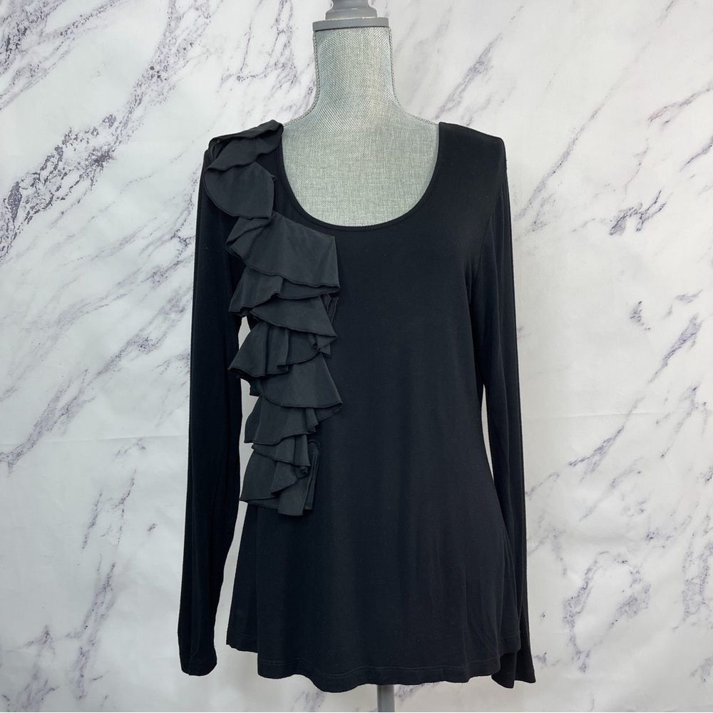 Cable & Gauge | Black Long Sleeve Knit Top | L